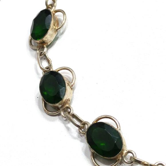 Vintage Green Glass Silver Tone Pendant Necklace, S Hook Clasp, 1970s - Picture 5 of 10